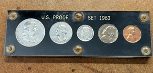 Moneda 1963 JUEGO DE PRUEBA Franklin medio dólar cuarto de centavo níquel centavo estuche capital - Imagen 1 de 2