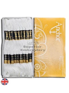 25 White Anchor Cross Stitch Embroidery Threads Skeins/Floss 100% Cotton thread - Picture 1 of 8