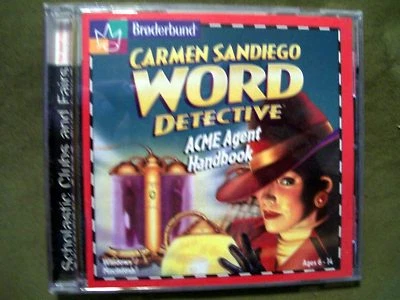 Broderbund Carmen Sandiego WORD DETECTIVE ACME Agent Handbook CD-ROM Ages 6 -14 - Image 1 of 4