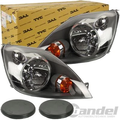 2x TYC HEADLIGHTS BLACK H4 Fits FORD FIESTA V FACELIFT 2005-2008 - Image 1 of 4