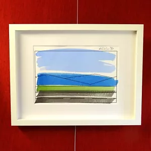 Julian Opie Roadscape 2001 framed print Limited Edition abstract blue painting - Picture 1 of 8