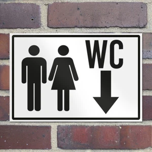 WANDKINGS Hinweisschild "WC Pfeil Unten mit Silhouetten" - Bild 1 von 7