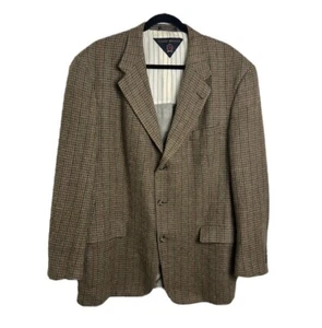 Vintage 90s Tommy Hilfiger Mens 44R Wool Houndstooth Sport Coat Suit Jacket USA - Picture 1 of 14