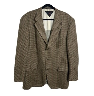 Vintage 90s Tommy Hilfiger Mens 44R Wool Houndstooth Sport Coat Suit Jacket USA - Image 1 of 4
