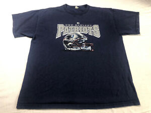 NFL New England Patriots Team Futbol T Shirt Size Large Navy Blue Delta