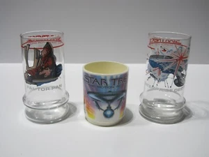 Vintage Star Trek set of 3 movie related glasses/cups! 1979/1984! - Picture 1 of 3