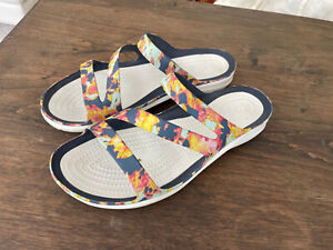 Crocs Women's Swiftwater Tie-Dye Mania Sandal Strappy Slide Size 8