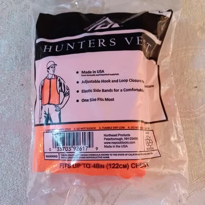 Blaze Orange Hunting / Hunter's Vest - Northeast - Adjustable fits up to 48 in - Image 1 of 3