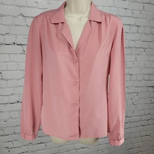 Blusa Top De Colección Tokens Rosa Satén Ligera Abotonada Manga Larga Abullonada Talla 9 - Imagen 1 de 12