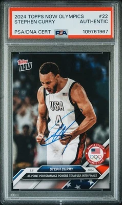 Stephen Curry Signed 2024 Topps Now Olympics Card #22 Team USA AUTO PSA/DNA - Image 1 of 4