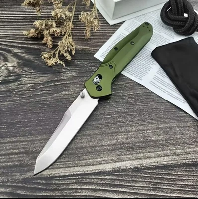 Tactical Folding Knife – 940 Osborne Style – Green Handle - Reproduction - Image 1 of 4