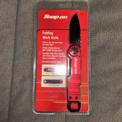 Cuchillo de bolsillo plegable Snap-On #5230 bloqueo de marco borde liso aluminio anodizado Foto 1 de 2
