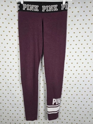 Victorias Secret PINK Yoga Pants Maroon Logo Leggings Medium - Image 1 of 4
