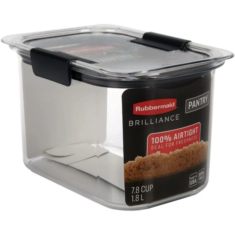 Rubbermaid Brilliance 7.8 杯密封食品储存容器不含双酚 A 灰色 — 第 1/4 张图片