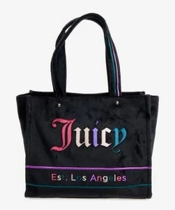 Juicy Couture Black Velvet Velour Logo Tote Bag Shoulder - new in packaging  - Picture 1 of 7