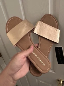 Charles Albert ~ Thong ~ Slip On ~ Strappy Sandals ~ GOLD ~ Ladies' XL (10/11) - Picture 1 of 6