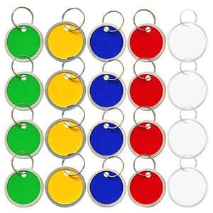  100 Pcs Tag Key Ring Labels Tags Chain with Aluminum Round Blank - Picture 1 of 12