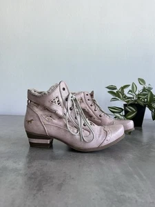 Mustang Vintage Pink Leather Boots Y2k - Picture 1 of 11