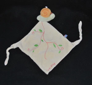 Doudou escargot vert orange SUCRE D'ORGE plat beige feuille 2 nœuds TBE - Picture 1 of 1
