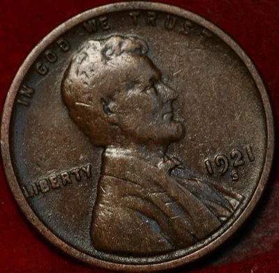 1921-S San Francisco Mint Copper Lincoln Wheat Cent - Image 1 of 2