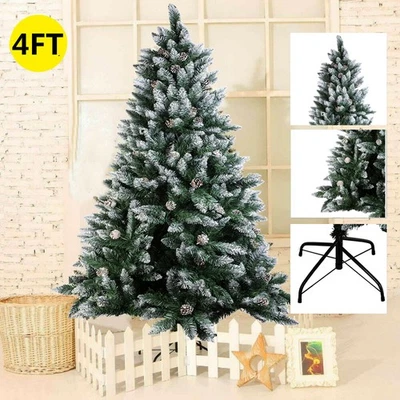 4/5/6/7 英尺雪地圣诞树松果蜂群圣诞假日布什带 LED 灯 — 第 1/4 张图片