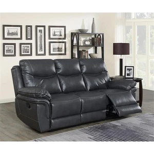 Bowery Hill Transitional Styled Recliner Sofa in Gray Finish - Picture 1 of 6