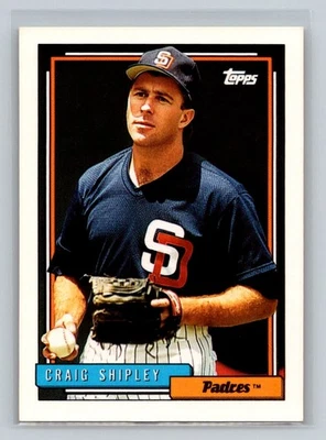 1992 Topps Rookie RC #308 Craig Shipley San Diego Padres Baseball Card - Image 1 of 2