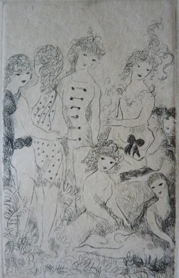 Gravura. Marie Laurencin (1885-1956) 1926 primeira edição.'Dix Filles Dans un Pre' - Imagem 1 de 4