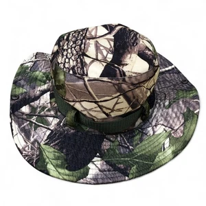 Cappello mimetico secchiello uomo berretto impacchettabile verde tesa larga caccia pesca - Foto 1 di 4