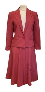 JACQUES VERT Crimson Skirt & Jacket Suit Size M Chest 36” W24” - Picture 1 of 10