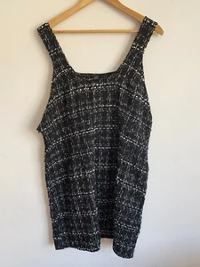 Shein Dress Womens 3XL Black White Tweed Sleeveless Square Neck A-Line Comfy - Picture 1 of 8