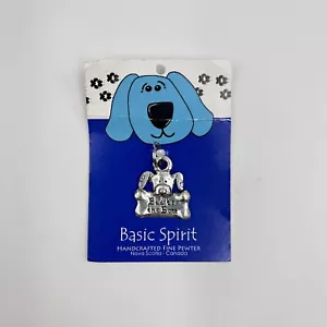 NWT Basic Spirit Handcrafted Fine Pewter Dog Tag Collar Charm BAD TO THE BONE - Picture 1 of 3