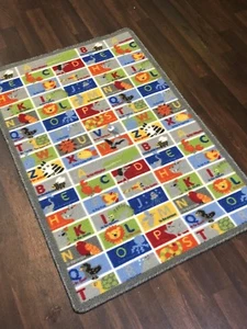 NEW CHILDRENS ANIMAL ABC EDUCATIONAL MAT RUG SCHOOL HOME 80X120CM MULTICOLOUR - Picture 1 of 4
