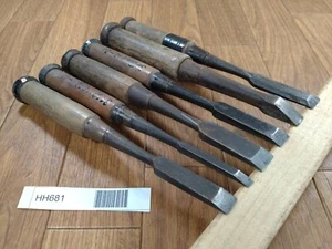 Cincel japonés vintage tataki Nomi Japón firmado antiguo 15.14.12.12.11.5 mm HH681 - Imagen 1 de 14