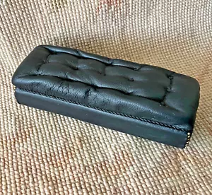 Dollhouse Miniature Bench Stool Black Leather Hand Tufted with Buttons 2293 - Picture 1 of 6