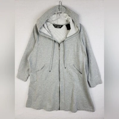 Norma Kamali Longline Sudadera con Capucha Chaqueta Abrigo Sudadera Vestido Gris Talla XXL Cremallera Completa Foto 1 de 4