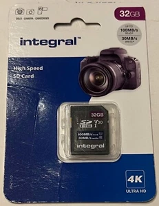 INTEGRAL High Speed SD Card 4K Ultra HD 32GB INSDH32G 100V30 - Picture 1 of 2