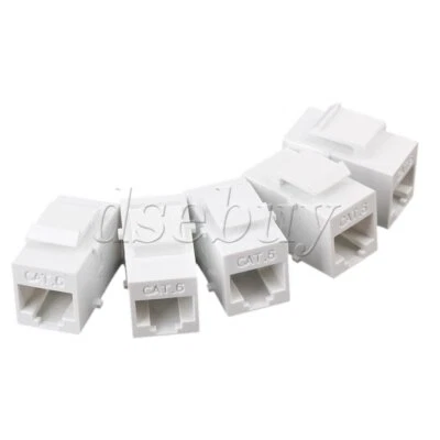 5pcs Cat6 RJ45 Gigabit Coupler Female Adapter For Keystone Panel 8P8C White - Image 1 of 4