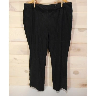 Pantalones de vestir Venezia para mujer talla 18 de carrera negros a rayas elásticos con botones cremallera Foto 1 de 4