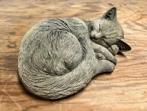 Laying Cat Cement Statue Pet Grave Marker Sleeping Kitten Memorial "6 - Picture 1 of 11