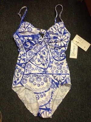 It Figures I F 4 U New W Tags Swim Suit Swim Wear C Cup N Up Blue White $106 Ret - Image 1 of 4