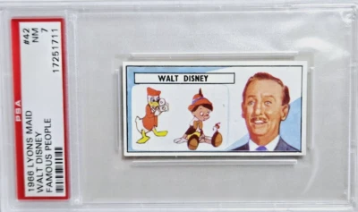 Tarjeta 1966 Lyons Maid Famous People #42 Walt Disney/Pato Donald PSA 7 casi nueva Foto 1 de 2