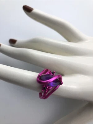 Anillo Rosa Púrpura Talla 6 Estilo Cyber Punk Geek Futurista Foto 1 de 4