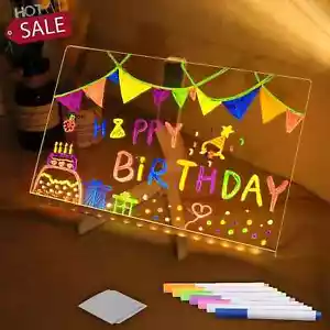 Note Board with Color Night Lamp Creative Rewritable Anniversary Gift Desk NEW - Picture 1 of 8