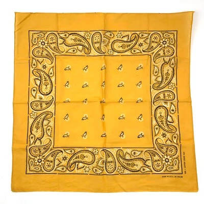 Bandana cachecol vintage 13962 cor fast western paisley amarelo 21 x 21 EUA - Imagem 1 de 4