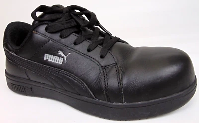 Puma Iconic Low Comp Safety Toe Work Sneaker Women Shoe Size 6.0 M Black Leather - Image 1 of 4