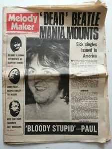 Melody Maker November 22 1969 Paul McCartney Dead Rumour / Hoax Beatles Interest - Picture 1 of 6