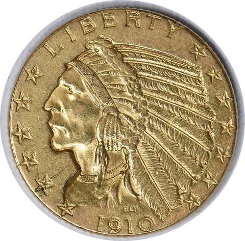 1910 $5 Gold Indian AU Slider Uncertified #1110 Cover