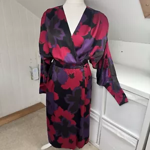 Loewe Kleid passend UK 10 12 rosa lila Blumen Vintage 80er/90er Wickel Seide selten - Bild 1 von 14