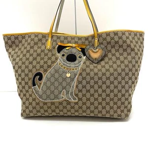 GUCCI Guccioli Oliver Pug Dog Canvas Large Tote Bag 212373 492783 - Picture 1 of 12